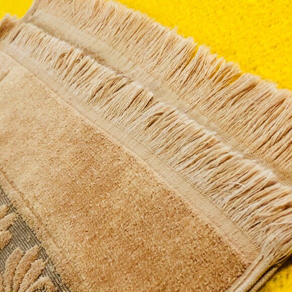 Vintage 70s CANNON Monticello Bath Towel 22"x45": Mocha Brown Reversible Floral - Picture 7 of 10